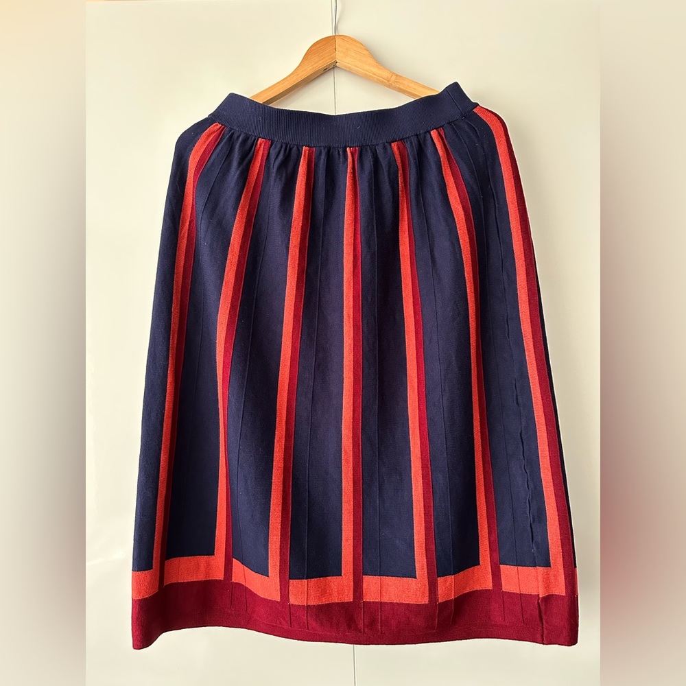 YAL New York Midi Length Skirt, Navy-Orange, M.